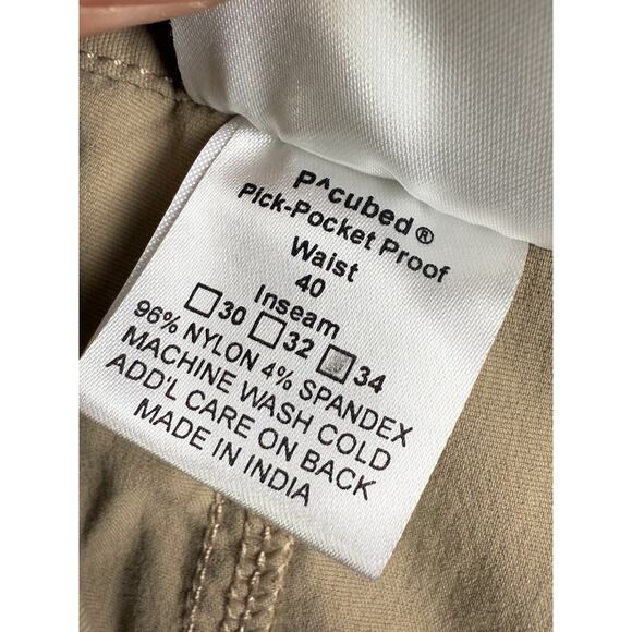 Clothing Arts P^Cubed Pick Pocket Proof Utility Pants Khaki Mens 40x34 Nylon EUC - Picture 5 of 8